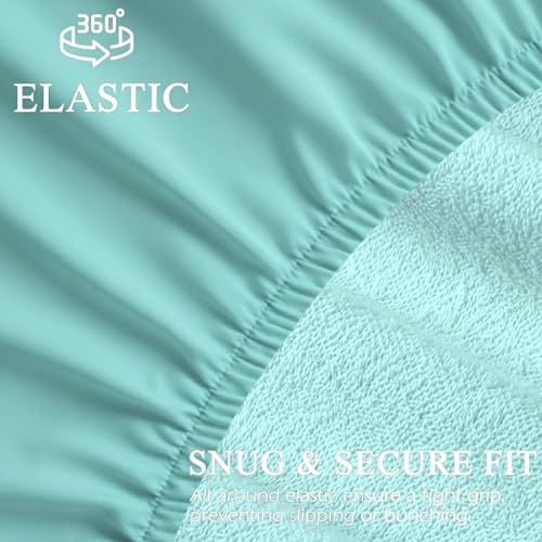 Trance Waterproof Terry Fabric Ultra Soft Mattress Protector | Breathable | Hypoallergenic Bed Cover | Mattresses Cover (78x78 inch | 6.5x6.5 feet_ Turquoise) - Image 5