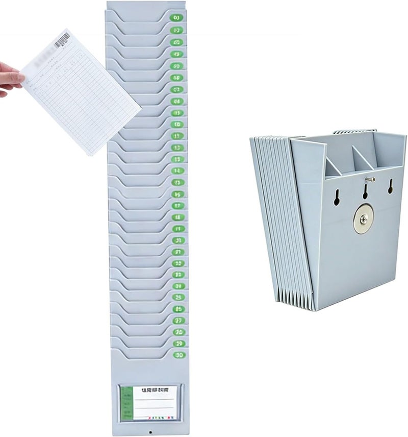 Retractable Time Card Holder for Wall Mount, Lightweight Magnetic Badge Rack with Deepening Slot for Attendance Cards - Image 1