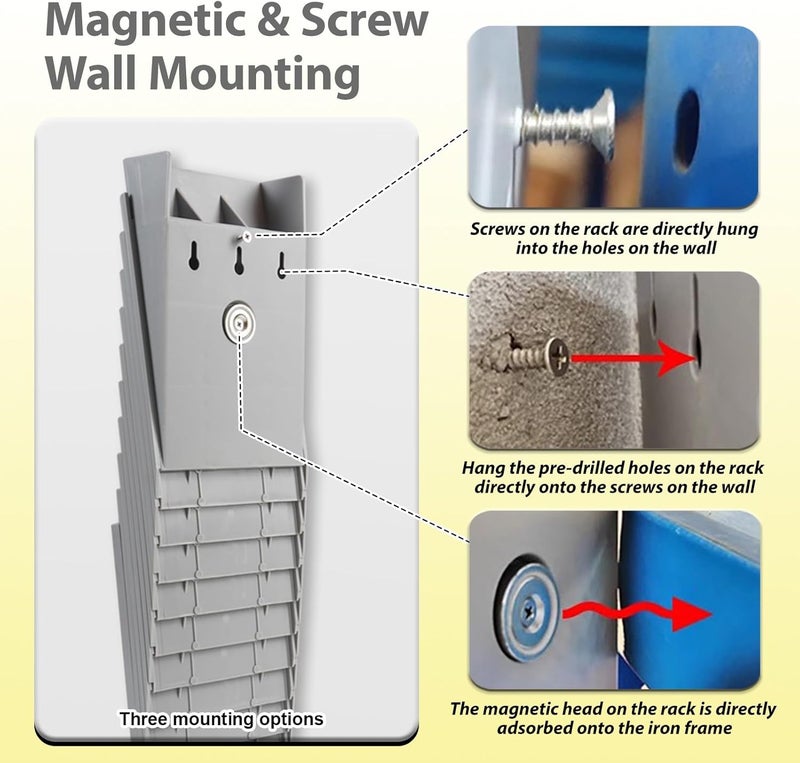 Retractable Time Card Holder for Wall Mount, Lightweight Magnetic Badge Rack with Deepening Slot for Attendance Cards - Image 3