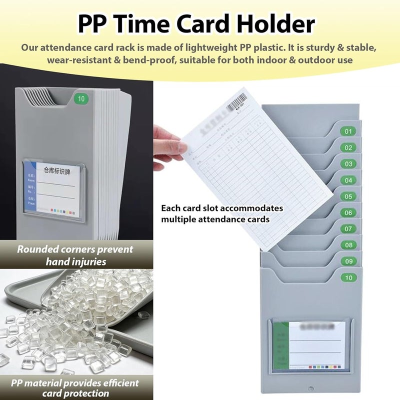 Retractable Time Card Holder for Wall Mount, Lightweight Magnetic Badge Rack with Deepening Slot for Attendance Cards - Image 4