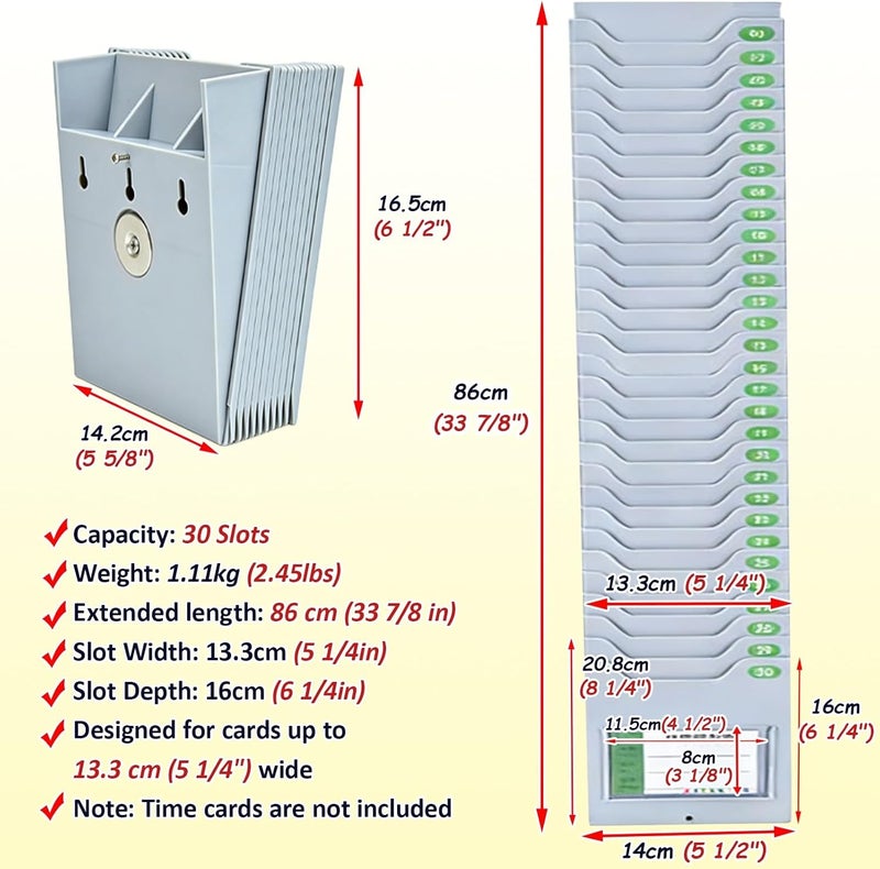 Retractable Time Card Holder for Wall Mount, Lightweight Magnetic Badge Rack with Deepening Slot for Attendance Cards - Image 5