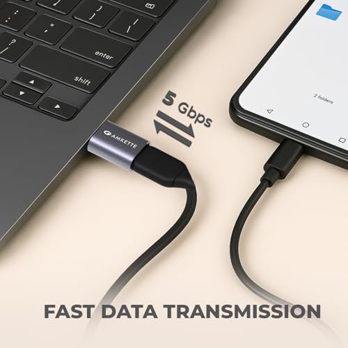 Amkette USB 3.0 Type-C Male to USB-A Female OTG Adapter, 5Gbps Data Transfer, 15W Fast Charging | Compact, Portable & Durable Aluminum Alloy | Universal Compatibility for Laptops & More - Image 3