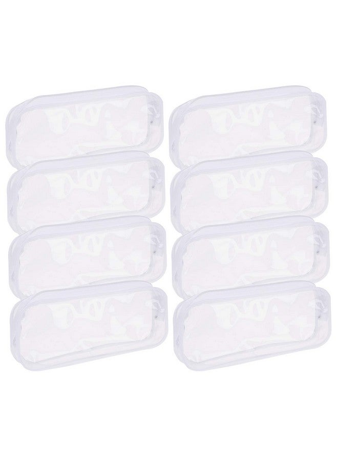 Xgood 8 Pieces Clear Pencil Case Pvc Makeup Pouch Zippered Pencil Case Toiletry Carry Pouch Big Capacity Bags Portable Pencil Bags For Womenstudentsmenkids Gifts(White) - Image 1