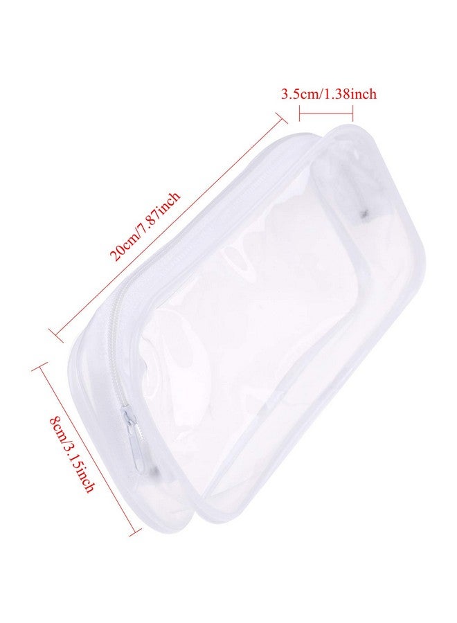 Xgood 8 Pieces Clear Pencil Case Pvc Makeup Pouch Zippered Pencil Case Toiletry Carry Pouch Big Capacity Bags Portable Pencil Bags For Womenstudentsmenkids Gifts(White) - Image 2