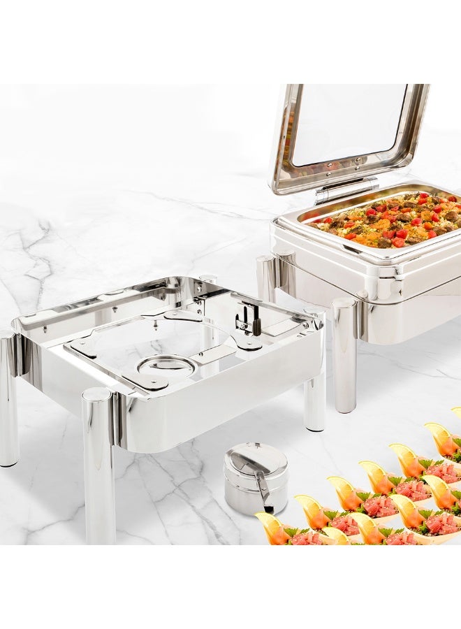 Restaurantware Chafer Frame, Straight Leg - Stainless Steel - Fits Induction Ready 6 Quart Rectangular Chafer Body - Commercial Grade - 1ct Box - Met Lux  - Image 3