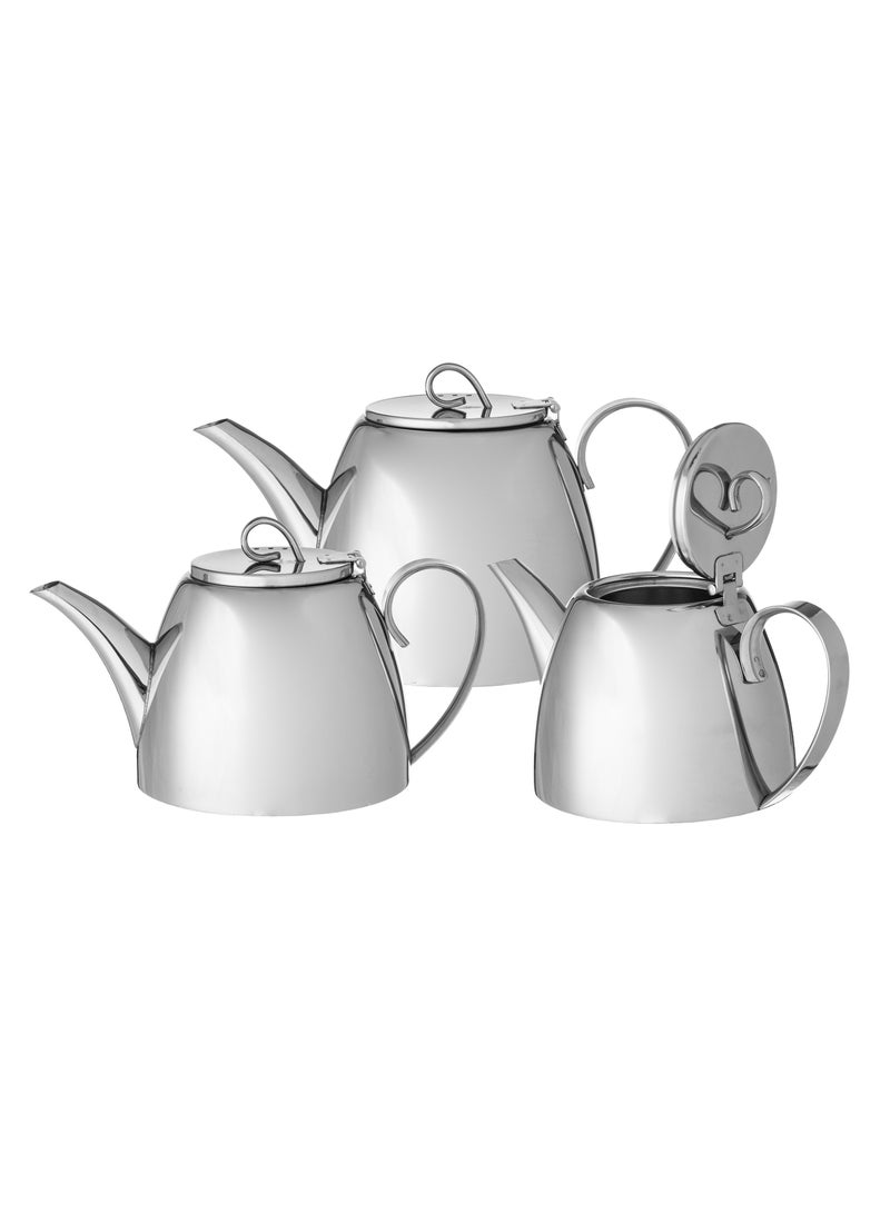 Almarhomy Stainless Steel Teapot Set 3 Pieces 600ml/900ml/1200ml - Image 2