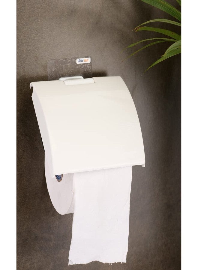 SF - Stick Fast Self-Adhesive Toilet Paper Holder With 3M Sticker For Wall Mount Tissue Paper Roll Dispenser For Kitchen & Bathroom (White) - Image 1
