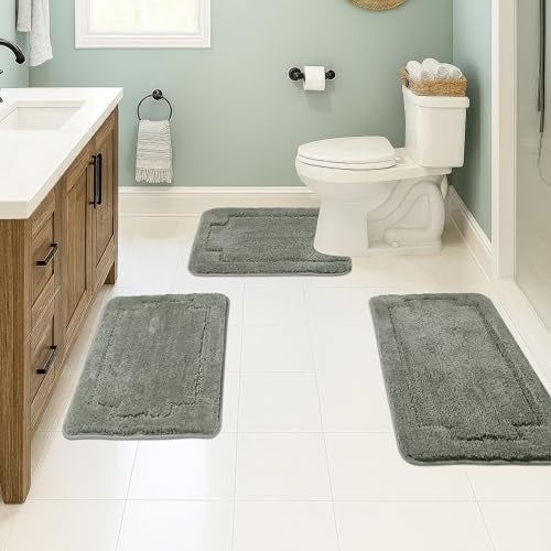 CNNJ Bath Rugs Set 3 Pieces Bathroom Mat Soft Absorbent Plush Shaggy Soft Floor Non Slip Shower Bath Tub Machine Washable - Image 1