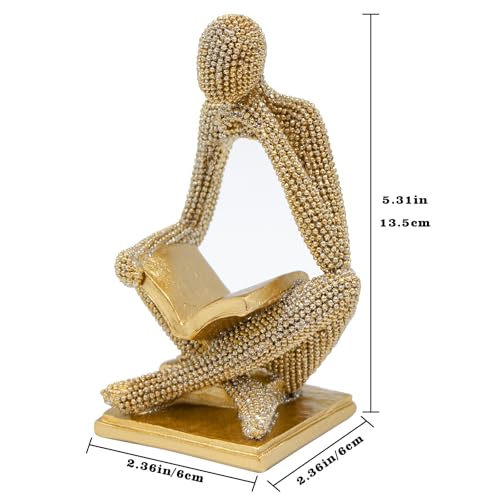 Neeenn Sparkling Gold Reading Women Statue, Thinker Sculptures, Abstract Art Ornament, Modern Aesthetic Figurine Decoration for Home Living Room Bedroom Office Shelf Table Desk Bookshelf Decor - Image 2