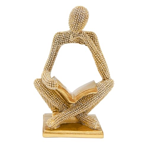 Neeenn Sparkling Gold Reading Women Statue, Thinker Sculptures, Abstract Art Ornament, Modern Aesthetic Figurine Decoration for Home Living Room Bedroom Office Shelf Table Desk Bookshelf Decor - Image 1