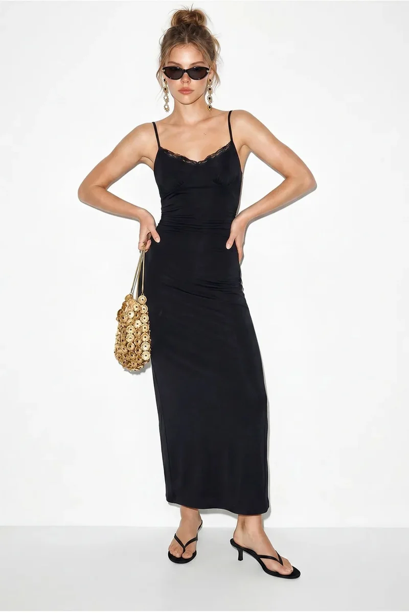 بيانكو لوتشي LUCCI Lace Bodycon Maxi Dress