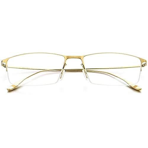 FONEX Metal Square Eyeglasses,Half Semi Rimless Lightweight Glasses Frame for Men (8101 Gold) - Image 4