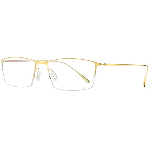 FONEX Metal Square Eyeglasses,Half Semi Rimless Lightweight Glasses Frame for Men (8101 Gold) - Image 5