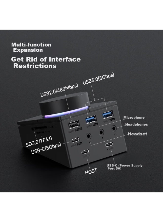 Hagibis K Expansion Dock Desktop Hub Usb Multi-port Adapter For Desktop Computer Macbook Laptop Volume Control Screen Controller Shortcut Hub - Image 2