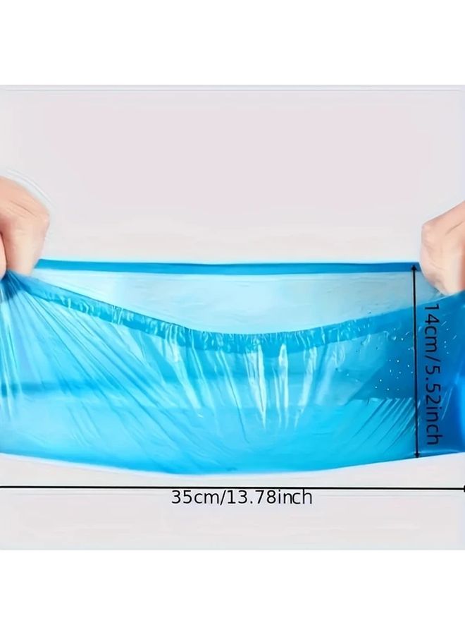 Blue Disposable Shoe Covers 100pcs Elastic Edges Durable Polyester Hygienic Protectors for Travel Hotels Hospitals Offices - Image 3