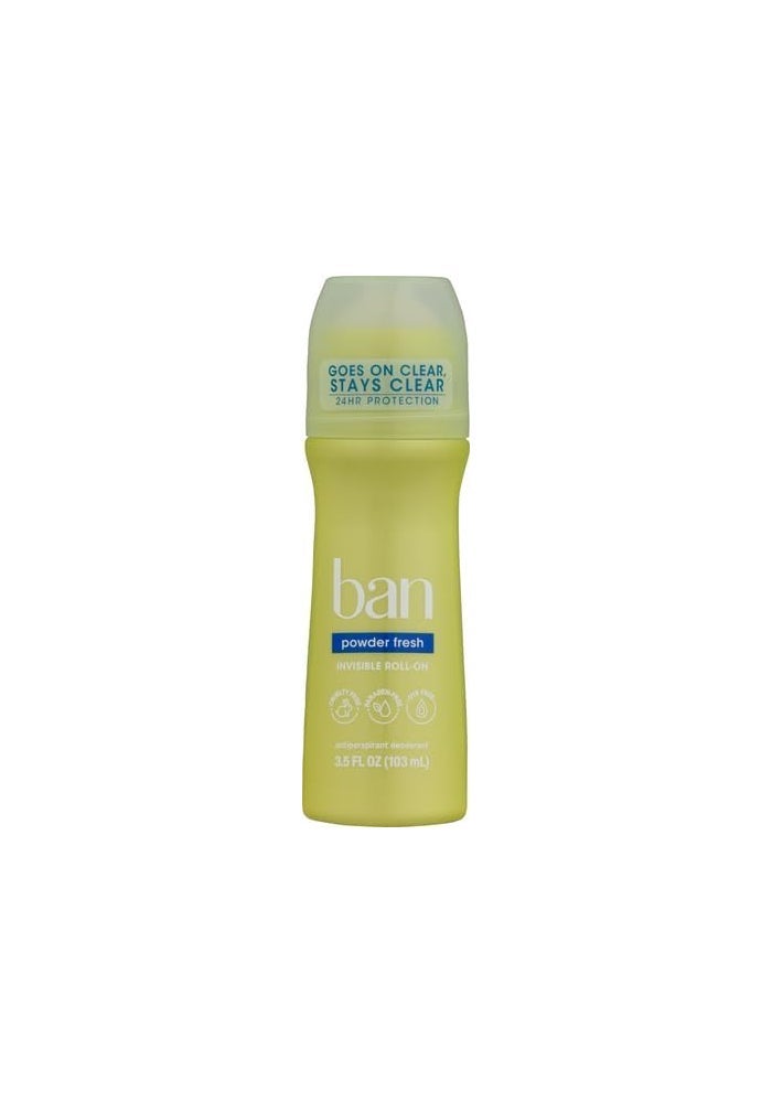 Ban Powder Fresh Original Roll-On Antiperspirant Deodorant for Unisex - 3.5 oz - Image 2