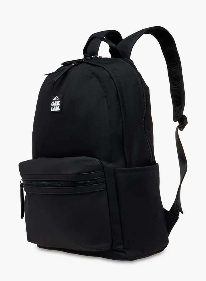 Oaklan by Shoexpress Logo Applique Backpack with Adjustable Straps and Zip Closure - 32x16x43 cm