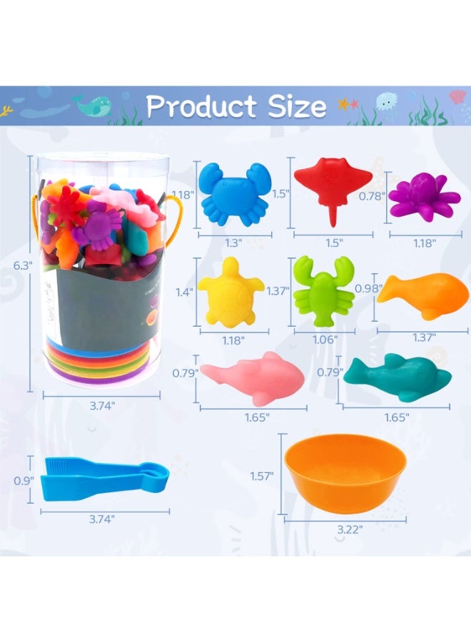 Counting Matching Game Sensory Educational Toys for kids,Montessori toys Sorting Toys with Sorting Cups, Color Classification and Sensory Training Preschool Educational Learning Toys Set Gift for Toddlers Kids Boys Girls Ages 3+ (Marine Life) - Image 5