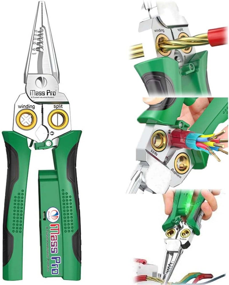 Mass Pro 8 In 1 Wire Stripper, Wire Stripping Tool with Voltage Tester, Cable Cutters with Plier, Crimper, Splitting, Wire Stripper Tool for 10-18 AWG for Electrician Work 111. - Image 2
