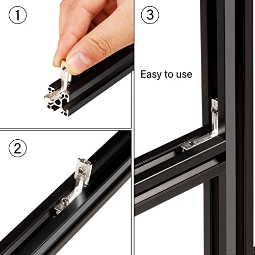tchrules 22Pcs 2020 Aluminum Extrusion Accessories Connectors Corner End Caps L Brackets 3-Way End Corner Angle Bracket Silver T Slot Interior Corner Joint Bracket Slot Connector Set 6mm with Screws&Wrench - Image 2