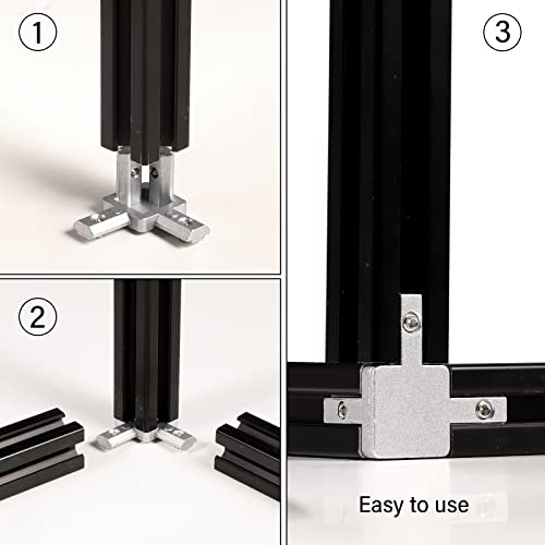tchrules 22Pcs 2020 Aluminum Extrusion Accessories Connectors Corner End Caps L Brackets 3-Way End Corner Angle Bracket Silver T Slot Interior Corner Joint Bracket Slot Connector Set 6mm with Screws&Wrench - Image 5
