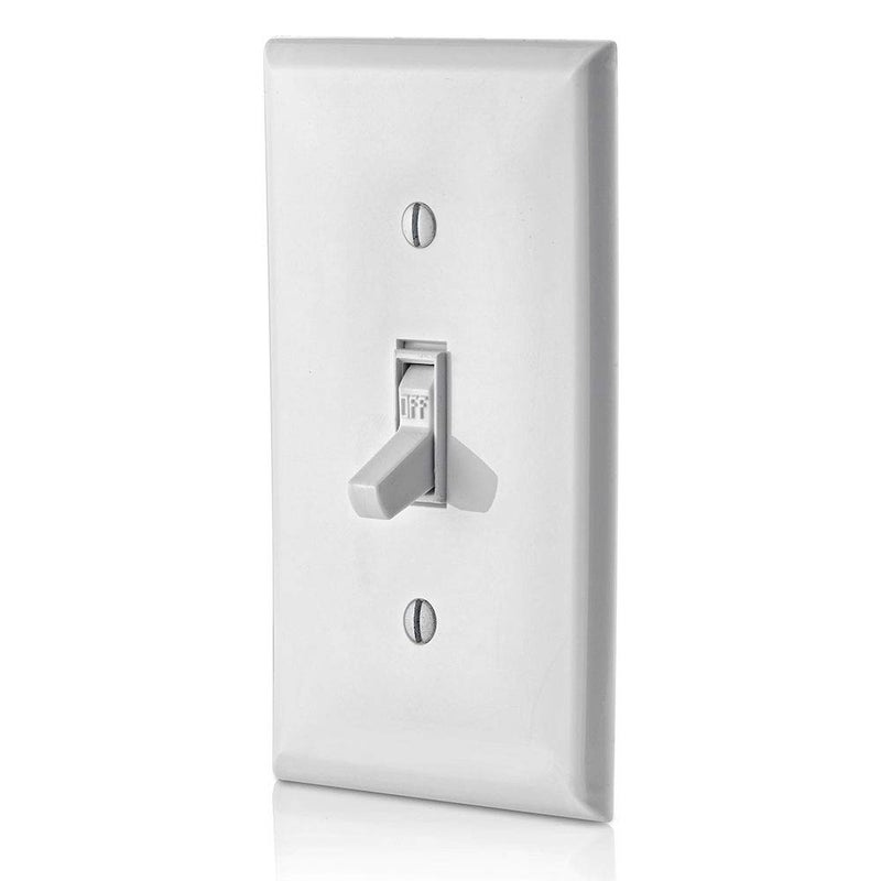 Leviton 15 Amp, 120 Volt, Toggle Framed Single-Pole AC Quiet Switch, Residential Grade, Grounding, 10-Pack, 1451-2WM, White - Image 4