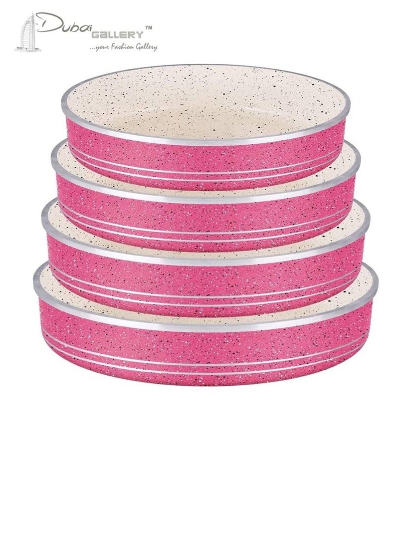 DubaiGallery 4-Piece Bakeware Pan Set Pink Pan 1 (1x24), Pan 2 (1x26), Pan 3 (1x28), Pan 4 (1x30)cm  - Image 1