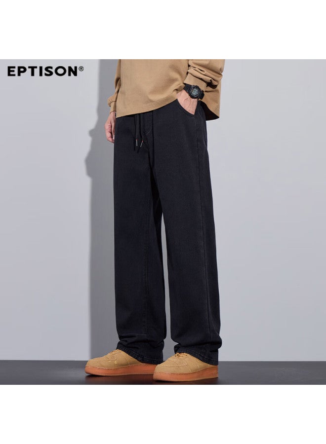 EPTISON Yipin Tiancheng Men'S Straight Wide Leg Jeans Spring Summer Loose Drawstring Elastic Waist Fashion Men'S Pants - Image 1
