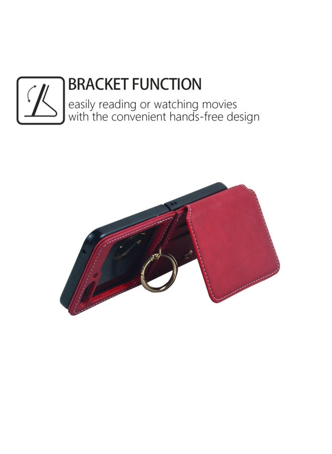 Applicable Samsung ZFlip5 Mobile Phone Case Finger Ring Mobile Phone Case Samsung Flip4 Card Folding Screen Protective Case-Color:Blue [with Chain Ring]]-Applicable Model:N3 Flip