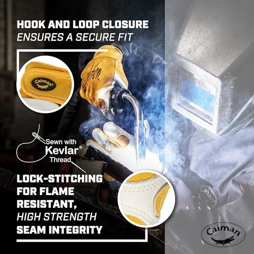 Caiman Kevlar-Seamed Multi-Task Welding Gloves 1828 (Medium/Yellow) - Image 5