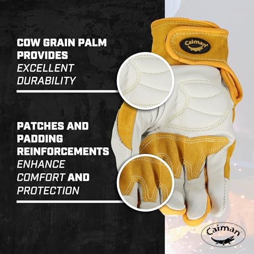 Caiman Kevlar-Seamed Multi-Task Welding Gloves 1828 (Medium/Yellow) - Image 2