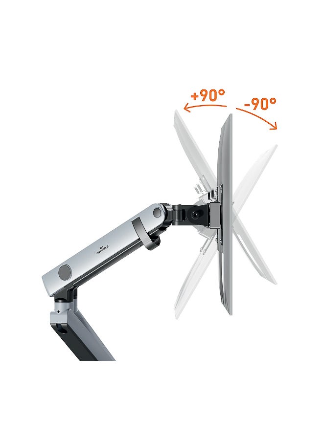 Durable Dual Monitor Desk Mount Stand Silver - Fully Adjustable Gas Spring Arm for Two 17-32 Inch Screens - Image 1