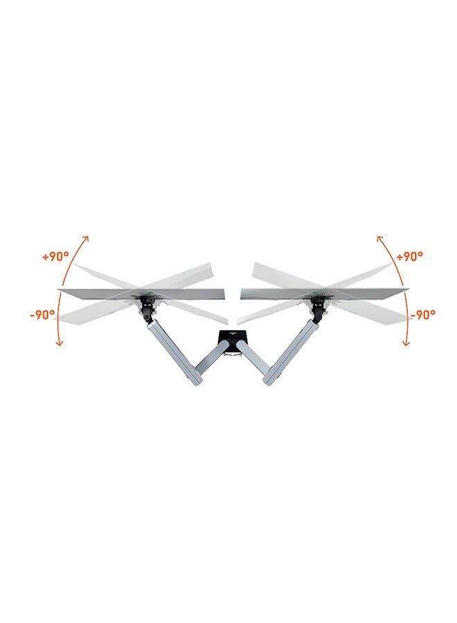 Durable Dual Monitor Desk Mount Stand Silver - Fully Adjustable Gas Spring Arm for Two 17-32 Inch Screens - Image 5