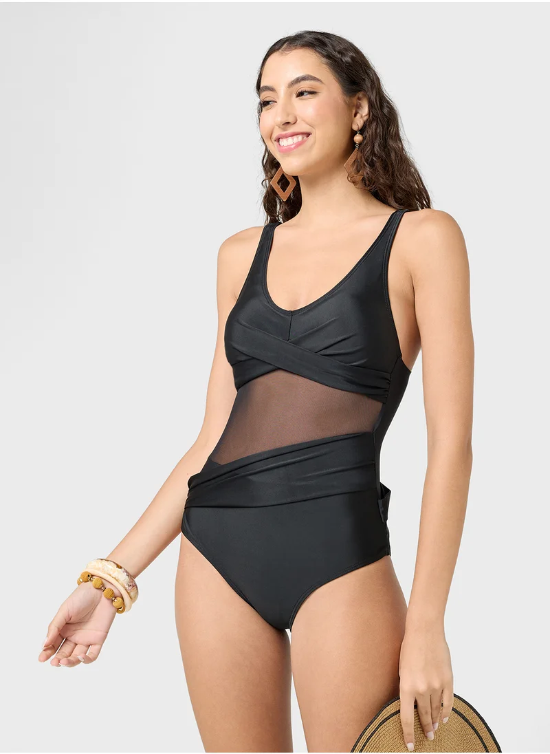 جينجر Mesh Detail Swimsuit