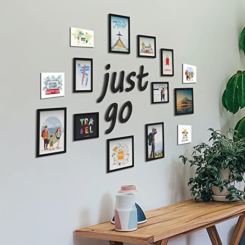RANDOM Photo Frame For Wall Set of 10 3D Collage photo frames with JUST GO Plaque For Home Decoration, Wall Decor (8"X10"=5pcs,6"x8"=5pcs) - Image 1