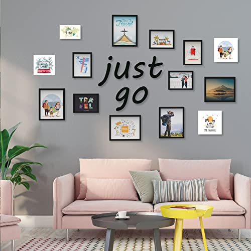 RANDOM Photo Frame For Wall Set of 10 3D Collage photo frames with JUST GO Plaque For Home Decoration, Wall Decor (8"X10"=5pcs,6"x8"=5pcs) - Image 2