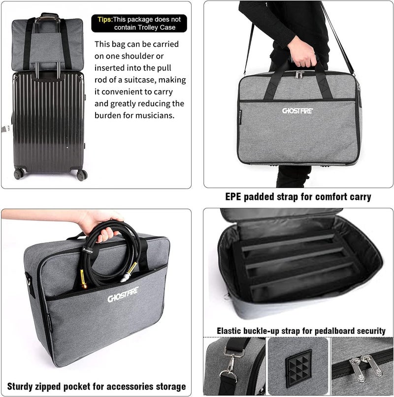 GHOSTFIRE Ghost Fire Guitar Pedal Board Aluminum Alloy Super light Effect Pedalboard with Carry Bag (13.7''x10.6''SPL-2.5) - Image 5