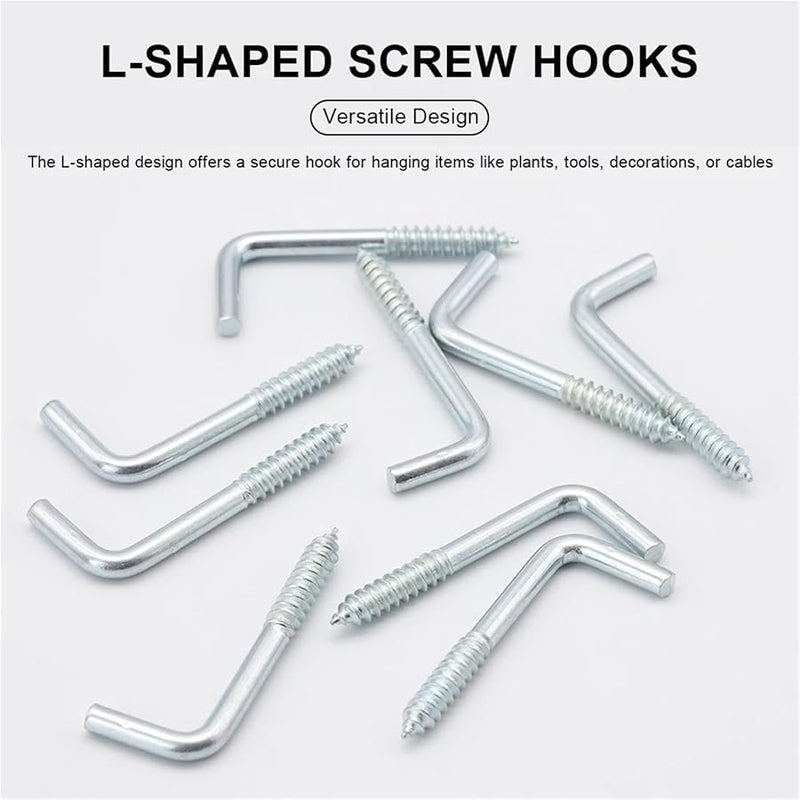 M2 5x25mm خطافات براغي على شكل حرف L 300 قطعة معالج بالزنك زاوية قائمة معدات تعليق - Image 4