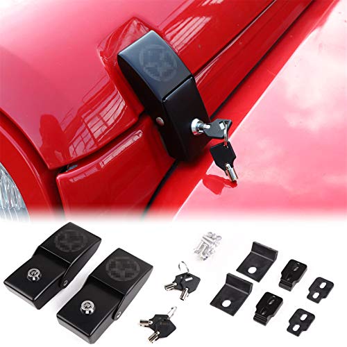 JeCar Hood Latches Locking Hood Catch Kit Aluminum Alloy Hood Locks Compatible with Jeep Wrangler 2007-2018 JK JKU, 2018-2023 JL JLU & 2020-2023 Gladiator JT, Skull Style - Image 1