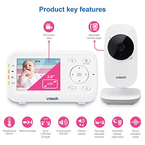 VTech VM3252 No WiFi Video Baby Monitor 28 Screen 1000ft Long Range Auto Night Vision 2Way Talk Temperature Sensor Lullabies - Image 3