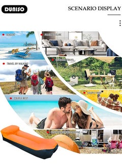DUNISO Inflatable Sofa, Single Folding Lazy Sofa, Outdoor Portable Travel Air Sofa Bed, Wilderness Camping Sleeping Bag, Inflatable Bed, for Travelling, Outdoor, Camping, Hiking, Beach Parties, Picnic  - Image 4