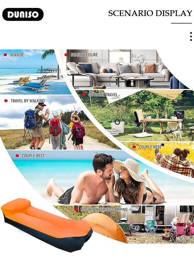 DUNISO - Inflatable Sofa, Single Folding Lazy Sofa, Outdoor Portable Travel Air Sofa Bed, Wilderness Camping Sleeping Bag, Inflatable Bed, for Travelling, Outdoor, Camping, Hiking, Beach Parties, Picnic - Image 1