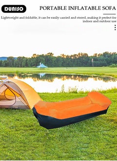 DUNISO Inflatable Sofa, Single Folding Lazy Sofa, Outdoor Portable Travel Air Sofa Bed, Wilderness Camping Sleeping Bag, Inflatable Bed, for Travelling, Outdoor, Camping, Hiking, Beach Parties, Picnic  - Image 3