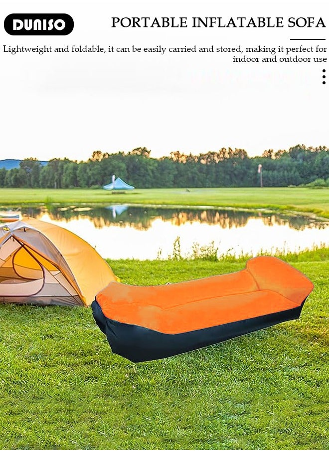 DUNISO - Inflatable Sofa, Single Folding Lazy Sofa, Outdoor Portable Travel Air Sofa Bed, Wilderness Camping Sleeping Bag, Inflatable Bed, for Travelling, Outdoor, Camping, Hiking, Beach Parties, Picnic - Image 1