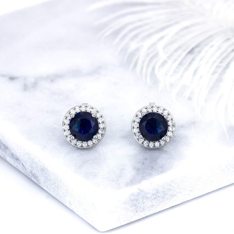 YOQUCOL 8MM Blue Cubic Zirconia Crystal Clip On Stud Earrings Round Non Pierced Earrings For Women - Image 5