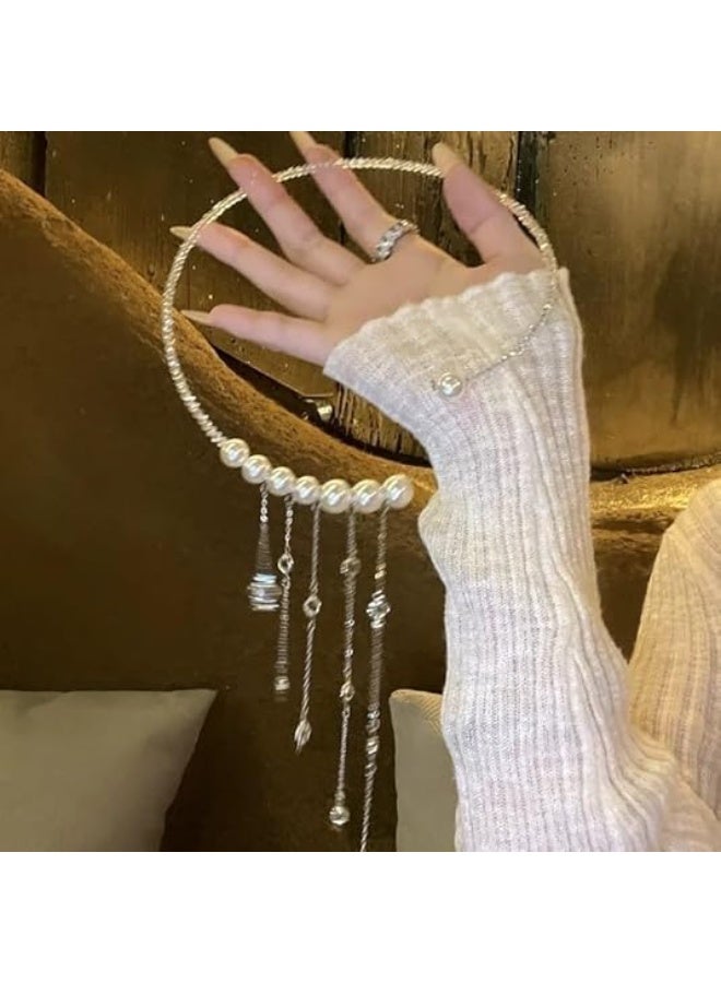 قلادات لؤلؤ أنيقة للنساء، قلادة تشوكر دائرية قابلة للتعديل من اللؤلؤ للعروس وحفلات الزفاف، قلادة سلسلة من اللؤلؤ الاصطناعي - Image 3