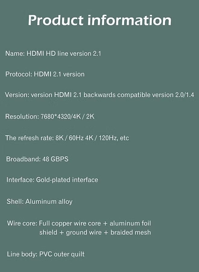 NIBEMINENT 2-Piece 8K HDMI 2.1 Cable - Support 8K@60Hz, 4K@120Hz, 2K@240Hz, 1080P@240Hz, 48Gbps, 3D, HDR, HDCP, eARC, Dolby - Ultra High Speed HDMI Cord for Laptop, Computer, Monitor, Projectors, TV, PS4, PS5, Xbox, Switch, HDTV - Image 2