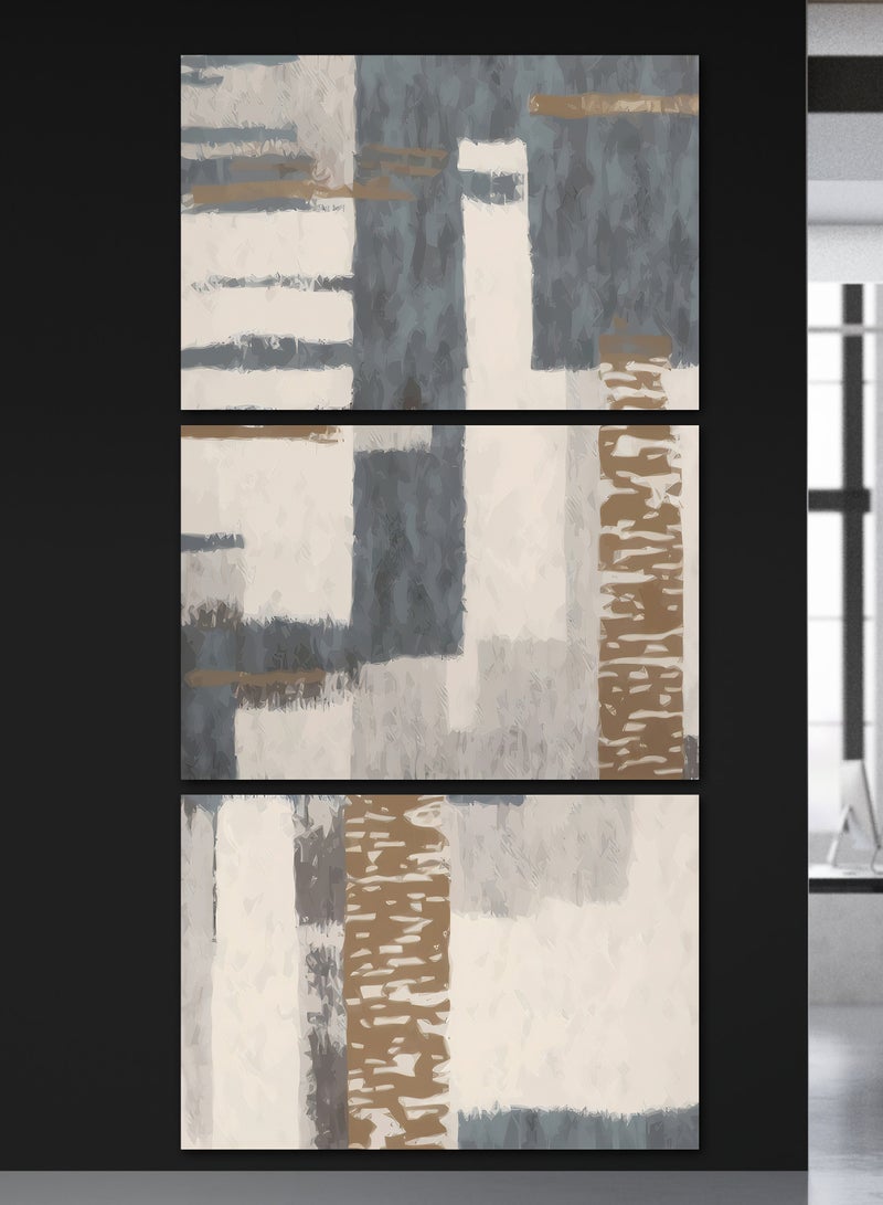 4gdran Three wooden panels with an abstract design - Image 1