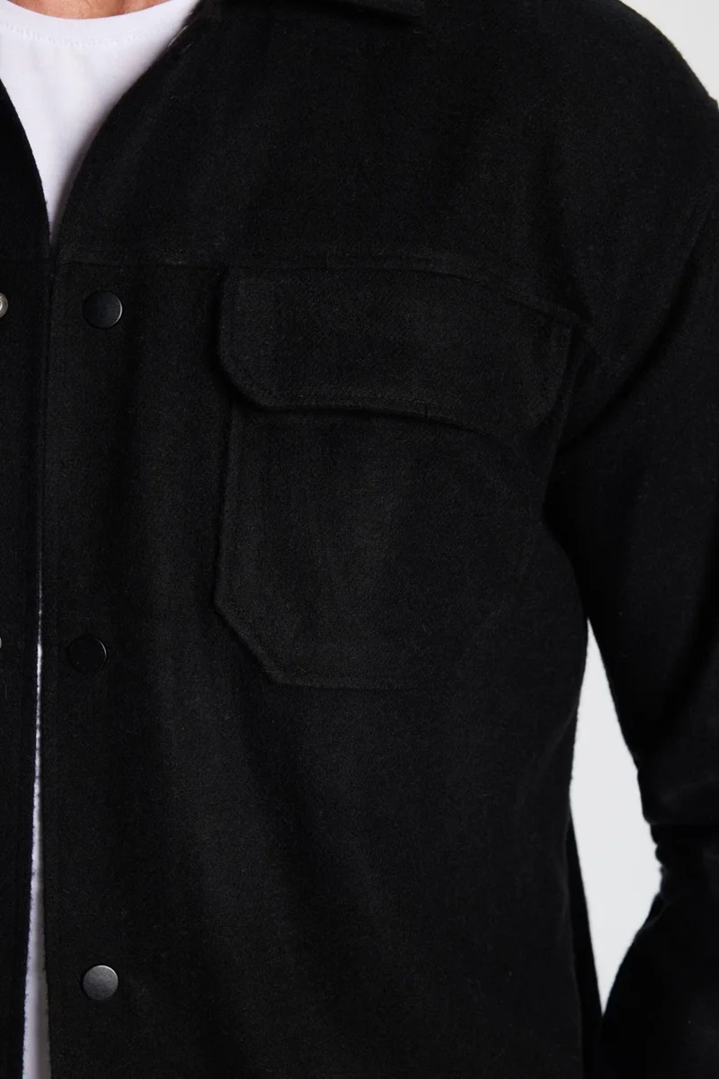 Tudors Men's Relax Fit Casual Cut Double Pocket Snap Button Winter Lumberjack Collar Shirt