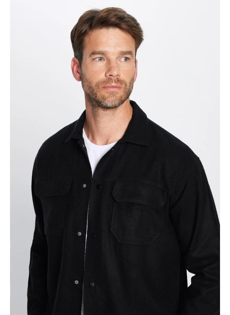 تودورس Men's Relax Fit Casual Cut Double Pocket Snap Button Winter Lumberjack Collar Shirt